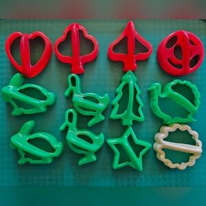 Vintage Hutzler Plastic Cut Out Cookie Cutters Set of 12 (1940s-50s)